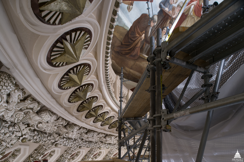 Illustration for article titled Building Scaffold Inside the Capitol Rotunda Is a Work of Art Itself